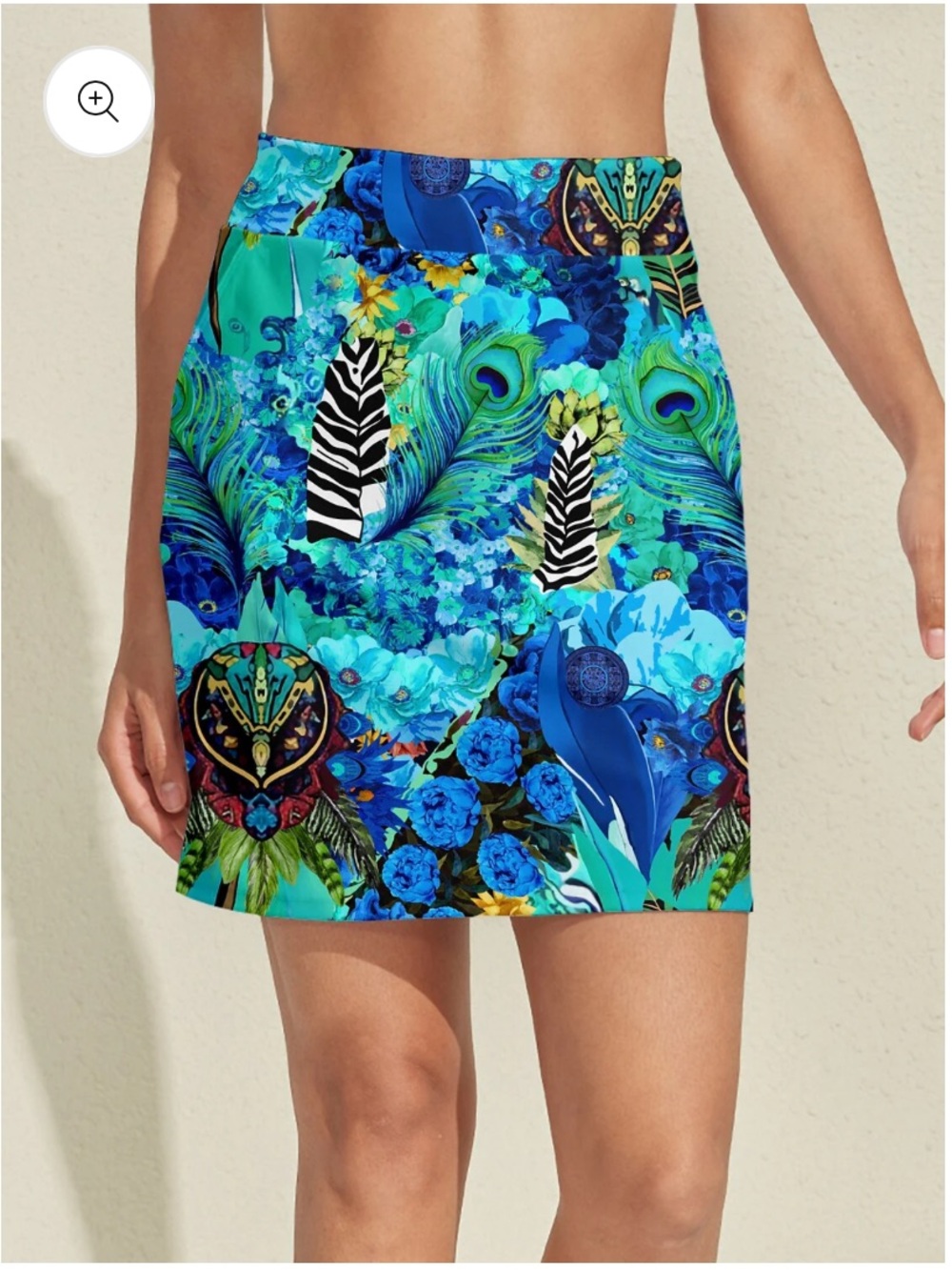 Acegolfs Blue Tropical Peacock Print Skort Size S